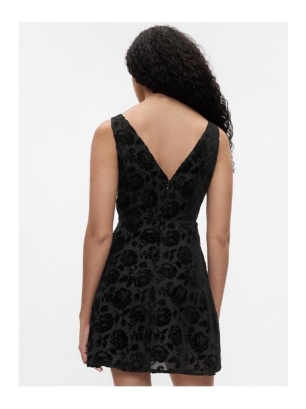GAP Women's Velvet Floral Mini Dress Black Sz M NWT - Picture 10 of 11